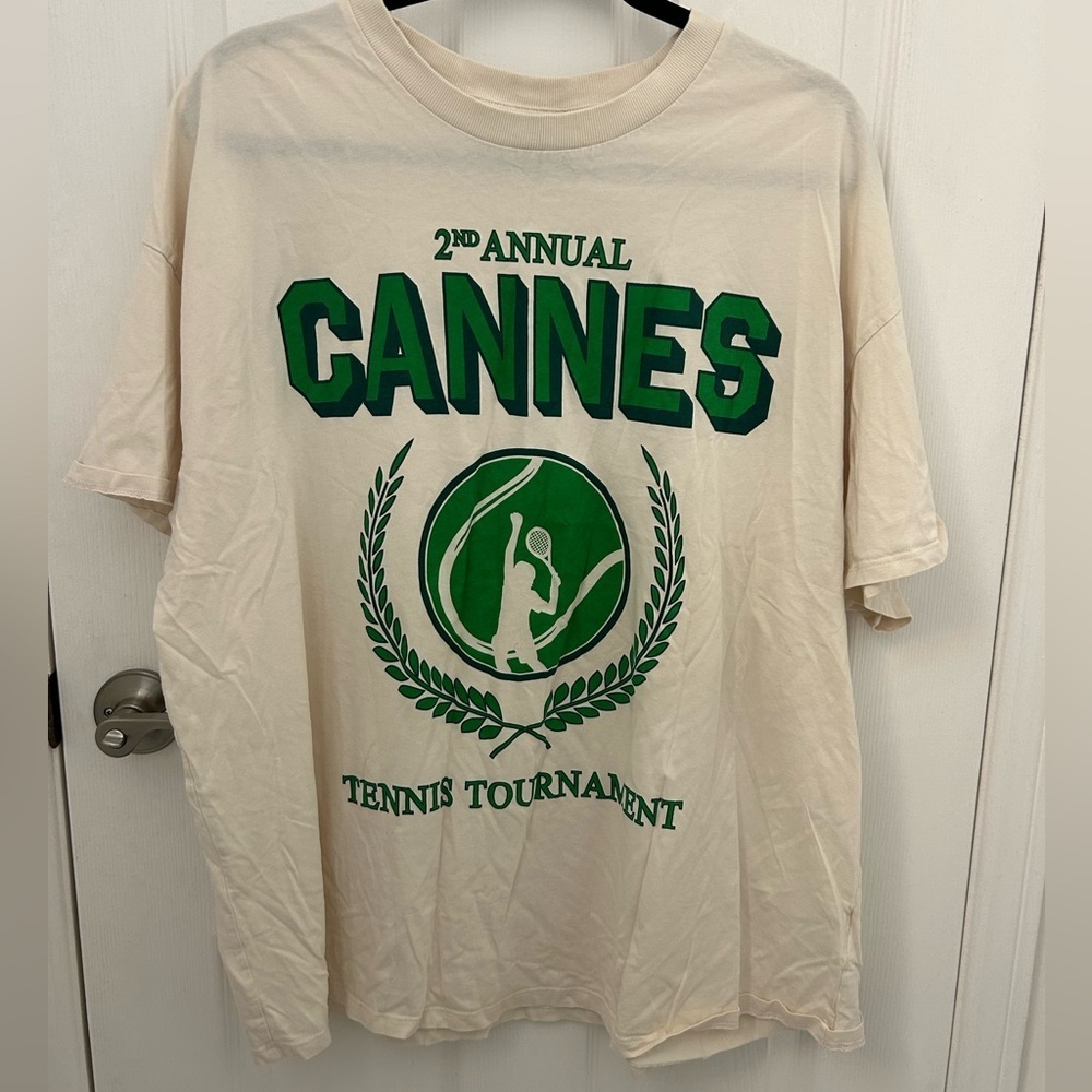 Off-White Cotton Cannes Tshirt, Sz XL - Picture 3 of 7